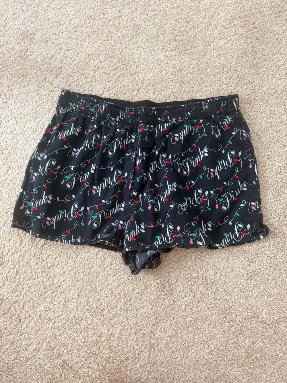PINK Victoria's Secret Black Script & Mini Floral Lounge Shorts